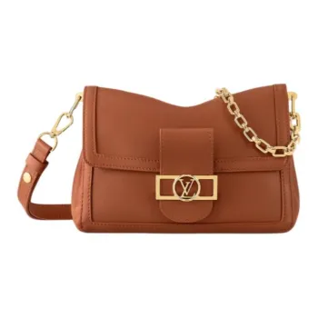 LOUIS VUITTON Dauphine Soft Calfskin Daphne Handbag Shoulder Bag Medium Size Women's Cognac Brown