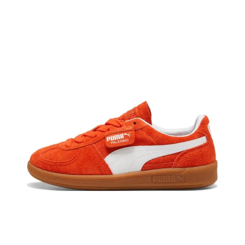 PUMA Palermo Anti Slip Wear Resistant Low Top Kids' Skateboarding Shoes Red White Teenagers-0
