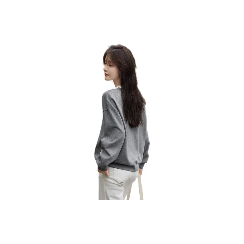 Mo Han Yi Mei FW24 Sweatshirt Women's Gray & White-1