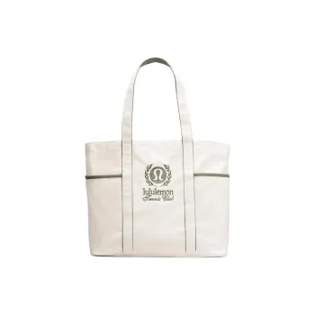 Lululemon Canvas Tote Bag, Shopping Bag, Handbag Regular Unisex Natural & Gray & Eucalyptus