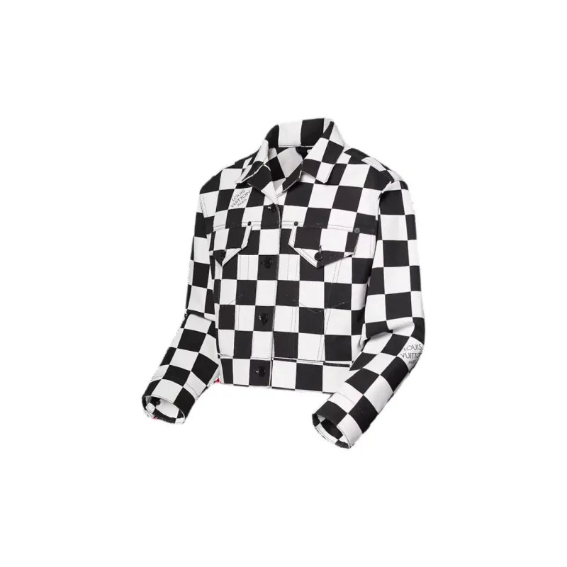LOUIS VUITTON Cropped Damier Denim Jacket-2