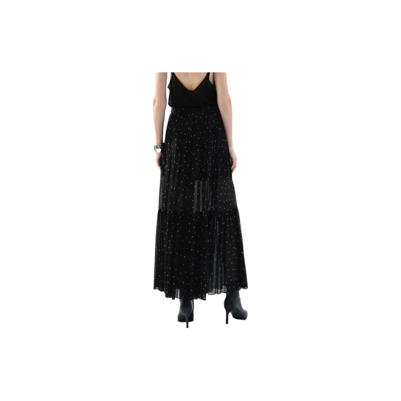 MOCO Casual Long Skirt Women's Black White Polka Dot-1