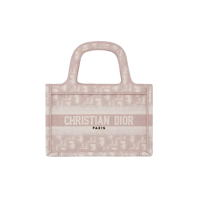 DIOR BookTote Monogram All Over Print Tote Bag Shopping Bag Handbag Mini Women's Rose Pink/Beige-0