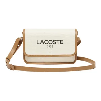 LACOSTE Cotton Canvas Crossbody Bag, Shoulder Bag Women's Tan