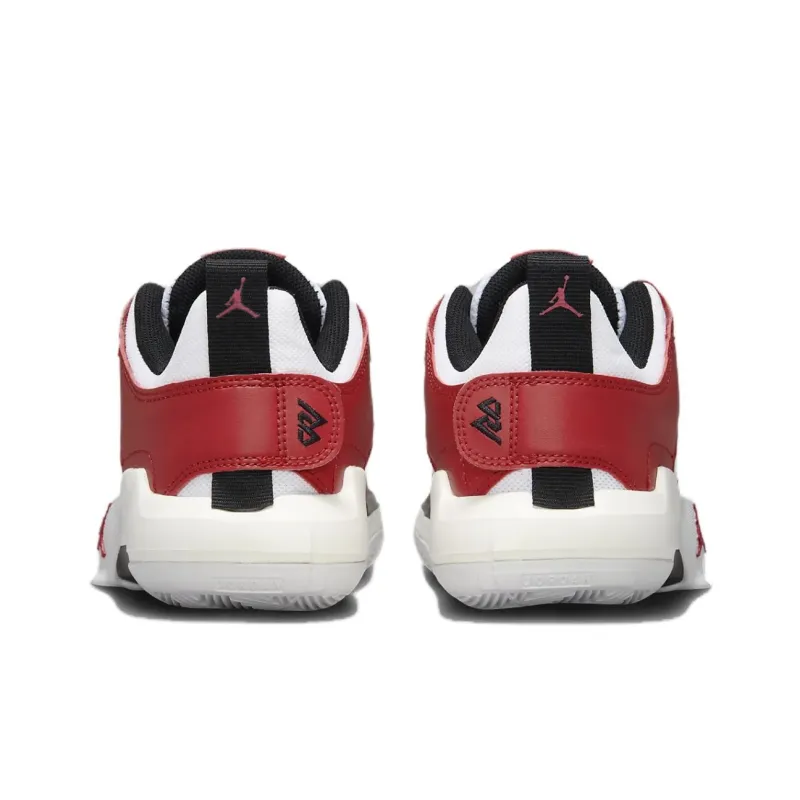 Jordan One Take 5 Anti Slip Wear Resistant Low Top Children's Basketball Shoes White Red Grade School-3
