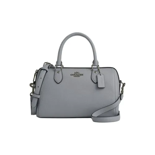 COACH Rowan Pebbled Leather Shoulder Bag Crossbody Bag Handbag Medium Size Women's Gray Blue