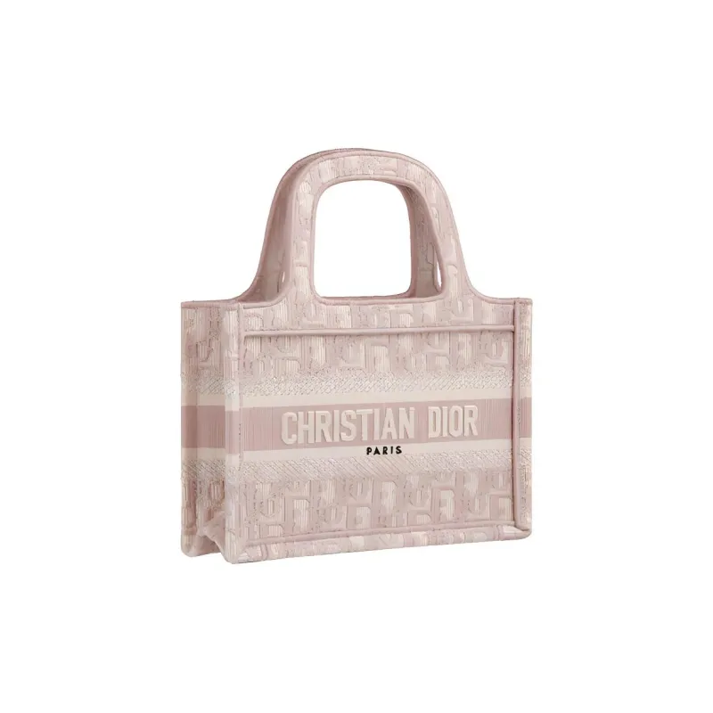 DIOR BookTote Monogram All Over Print Tote Bag Shopping Bag Handbag Mini Women's Rose Pink/Beige-1