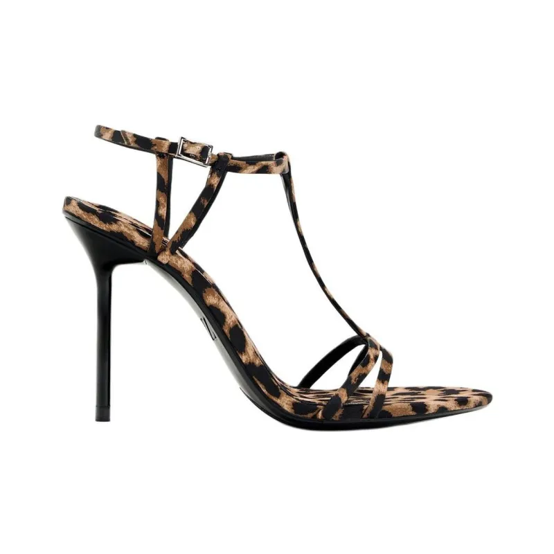 ZARA One Strap Sandals 9.8CM Women's Leopard Print-1