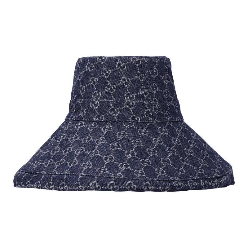 GUCCI GG Canvas Wide Brim Hat Blue/Ivory-2