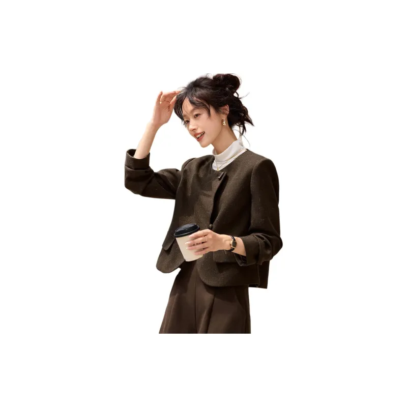 Mo Han Yi Mei Jackets Coats Women's Chocolate Brown-2