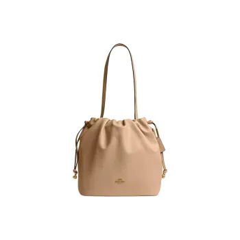 COACH Faye Smooth Leather Tote Bag, Shopping Bag, Handbag, Shoulder Bag Tubas Women's Light Brown