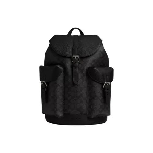 COACH Coated Canvas Backpack Large Size Men's Charcoal