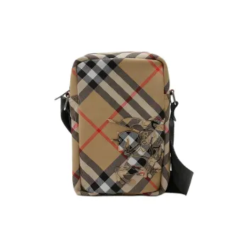 Burberry Polyester One Shoulder Crossbody Cell Phone Pouch Men's Sand