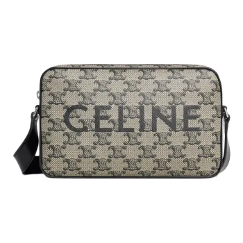 CELINE Canvas Crossbody Bag Shoulder Bag Medium Size Men's Light Brown