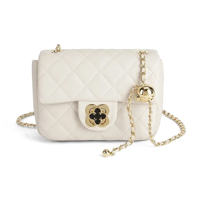 FAIRWHALE Cow Split Leather Crossbody Bag Chain Bag Regular Women's Ecru-1
