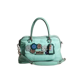 COACH Kristin Leather One Shoulder Handbags Large Size Women's Turquoise