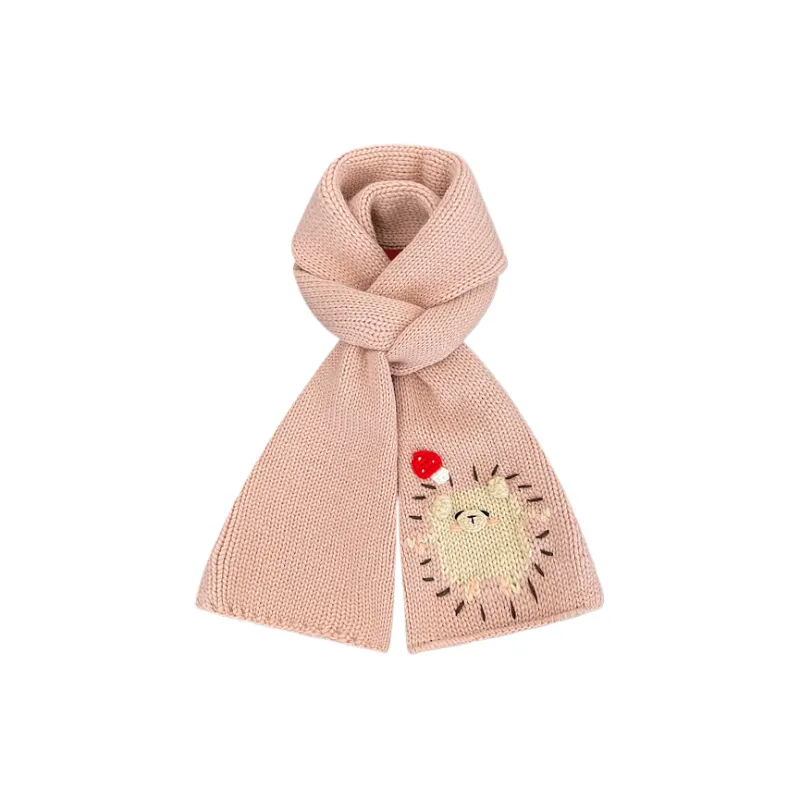 SLEEPYWALK Yarn Knit Scarves Unisex Beige/Khaki/Pink/Green/Red/Black-2