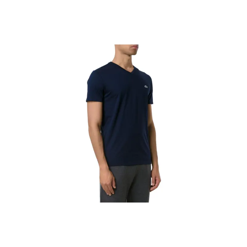 LACOSTE Logo appliqué V neck Cotton T shirt-2