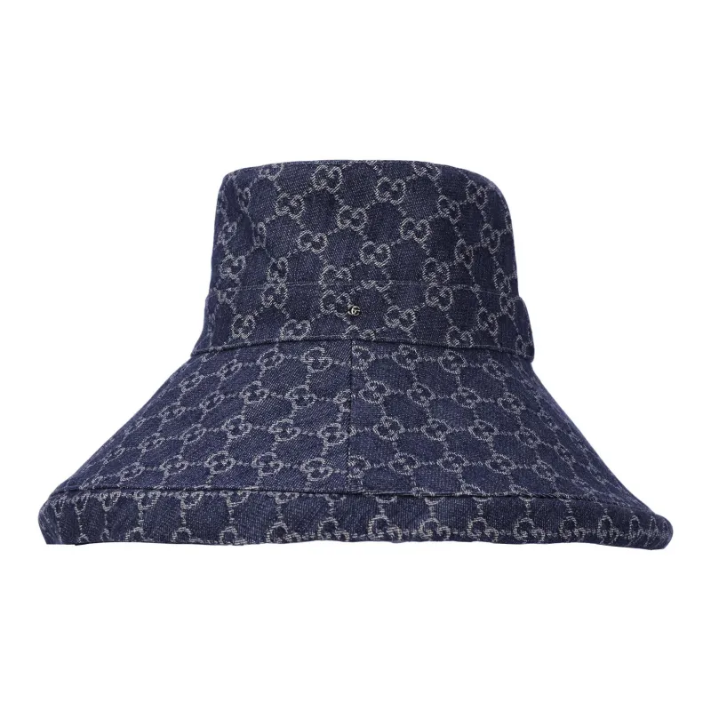 GUCCI GG Canvas Wide Brim Hat Blue/Ivory-0