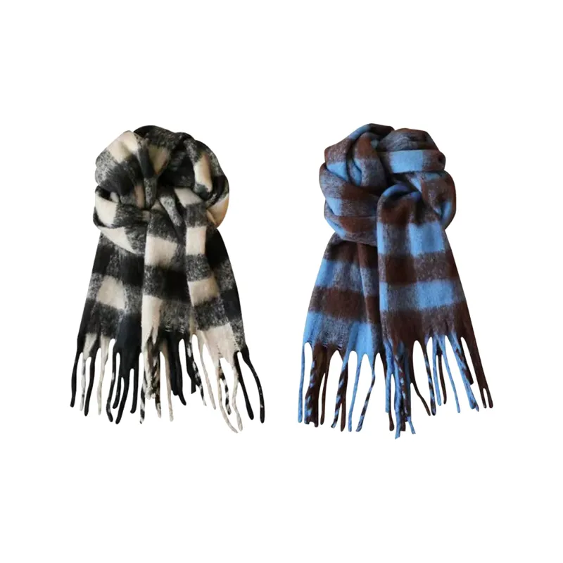 PLAN IN Cotton Polyester Knit Scarves Unisex-5