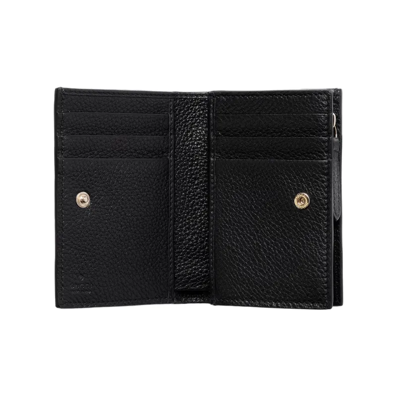 GUCCI Grain Leather Wallet Medium Size Unisex Black-3