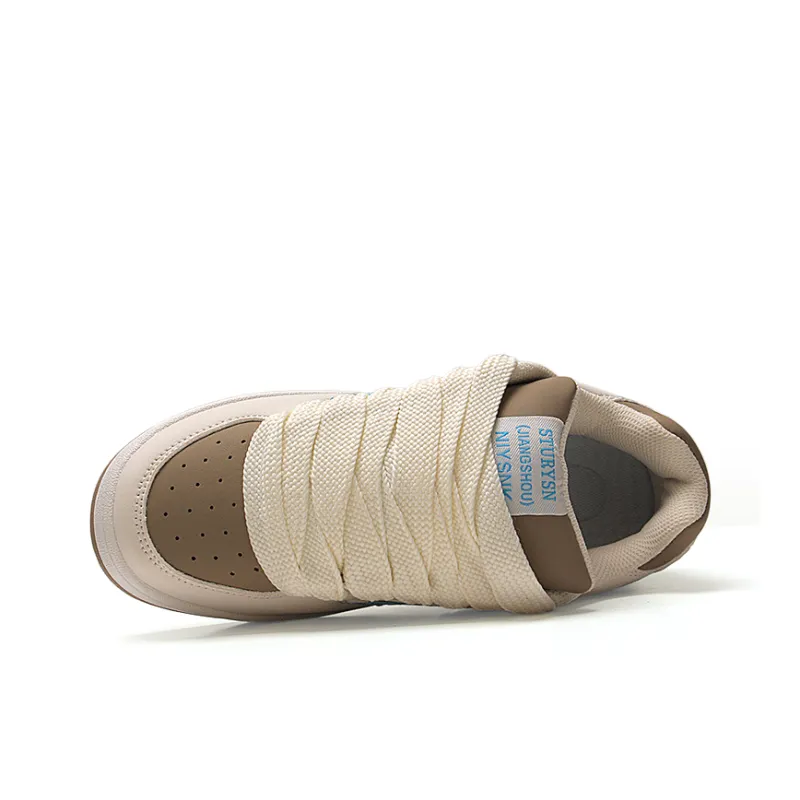 STUR YSN Low Top Skateboard Shoes Women's White Mocha-3