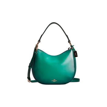 COACH Mae Polished Glove Tanned Leather Shoulder Bag Crossbody Bag Handbag Large Size Women's Green