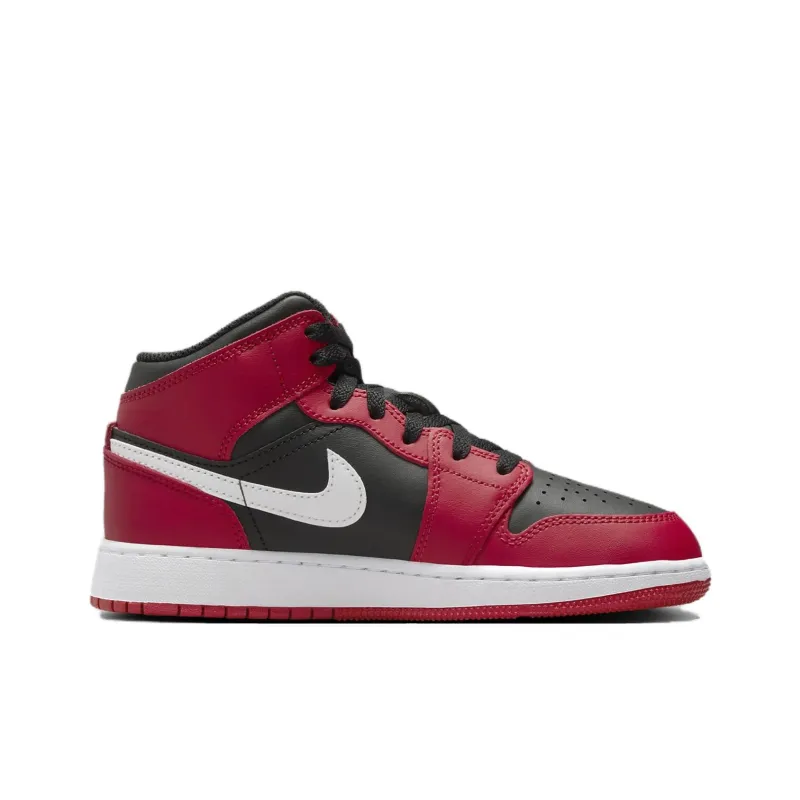 Jordan Mid Top Children's Basketball Shoes Red Black White Grade School-1