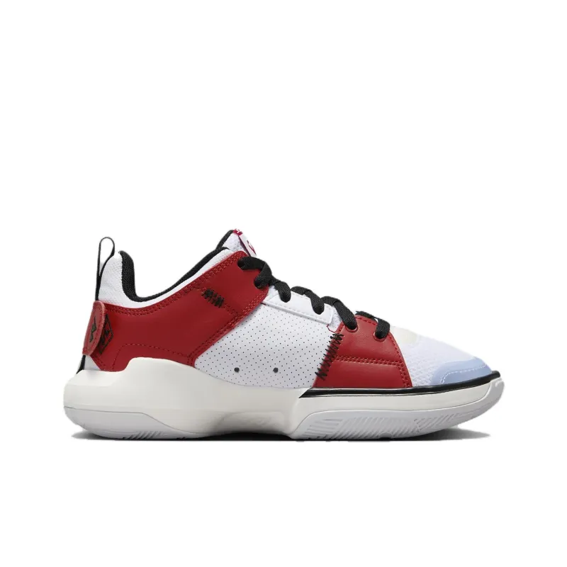 Jordan One Take 5 Anti Slip Wear Resistant Low Top Children's Basketball Shoes White Red Grade School-1