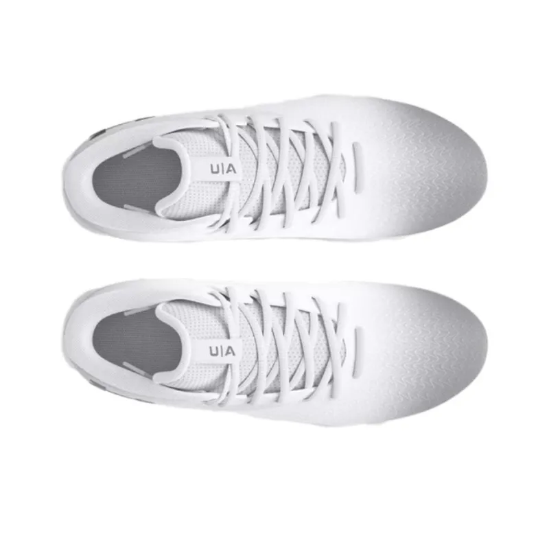 Under Armour Spotlight Franchise 4 Anti Slip Wear Resistant Soccer Shoes Men's White Silver-2
