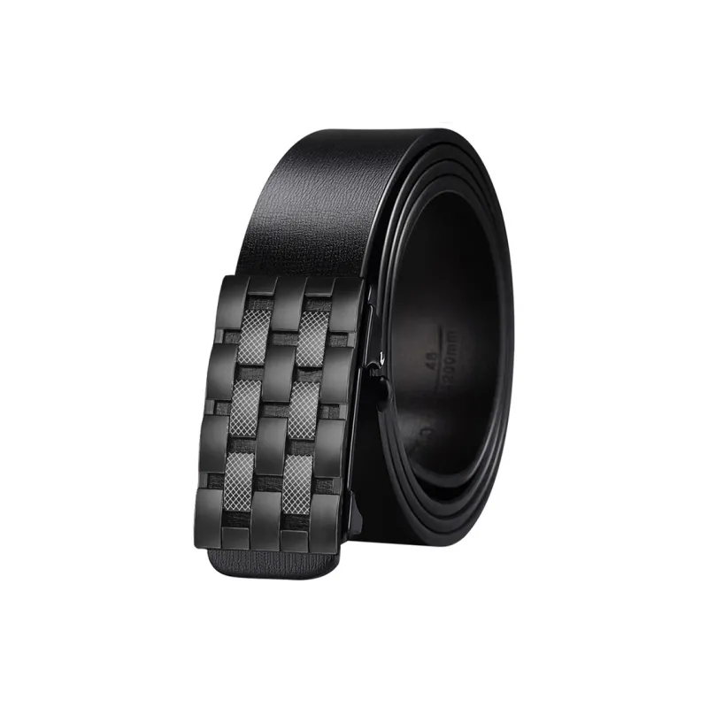 TUCANO Cow Split Leather, Zinc Alloy Leather Belts Men's Black Gunmetal Buckle 3.4cm-0