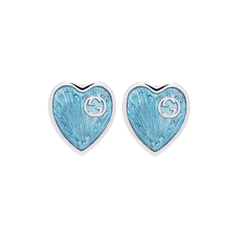 GUCCI 925 Sterling Silver Stud Earrings Women's Blue-0