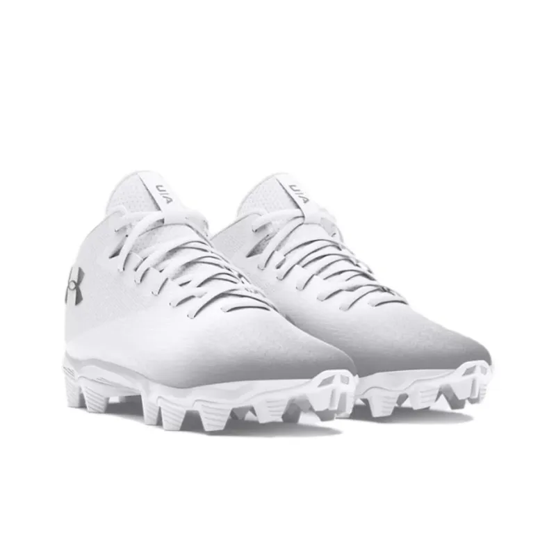 Under Armour Spotlight Franchise 4 Anti Slip Wear Resistant Soccer Shoes Men's White Silver-1