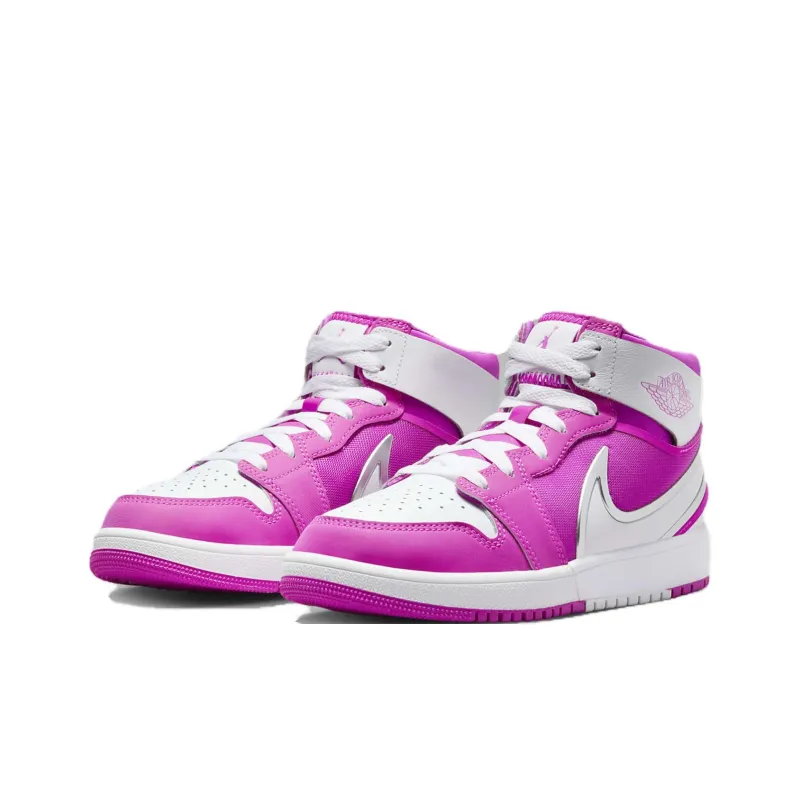 Jordan Air Jordan 1 Anti Slip Wear Resistant Mid Top Children's Basketball Shoes Pink White Teenagers-2