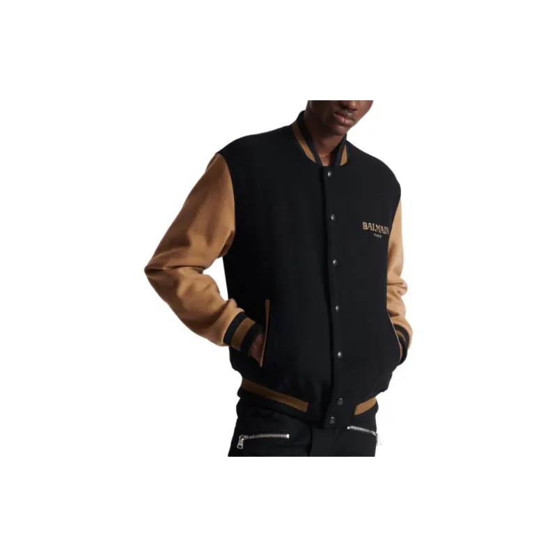 BALMAIN Logo Detailed Long Sleeved Varsity Jacket-5