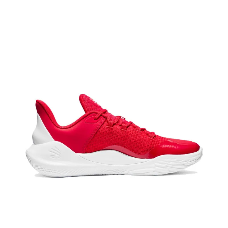 Under Armour Curry 11 Anti Slip Wear Resistant Low Top Basketball Shoes Unisex White Red-1