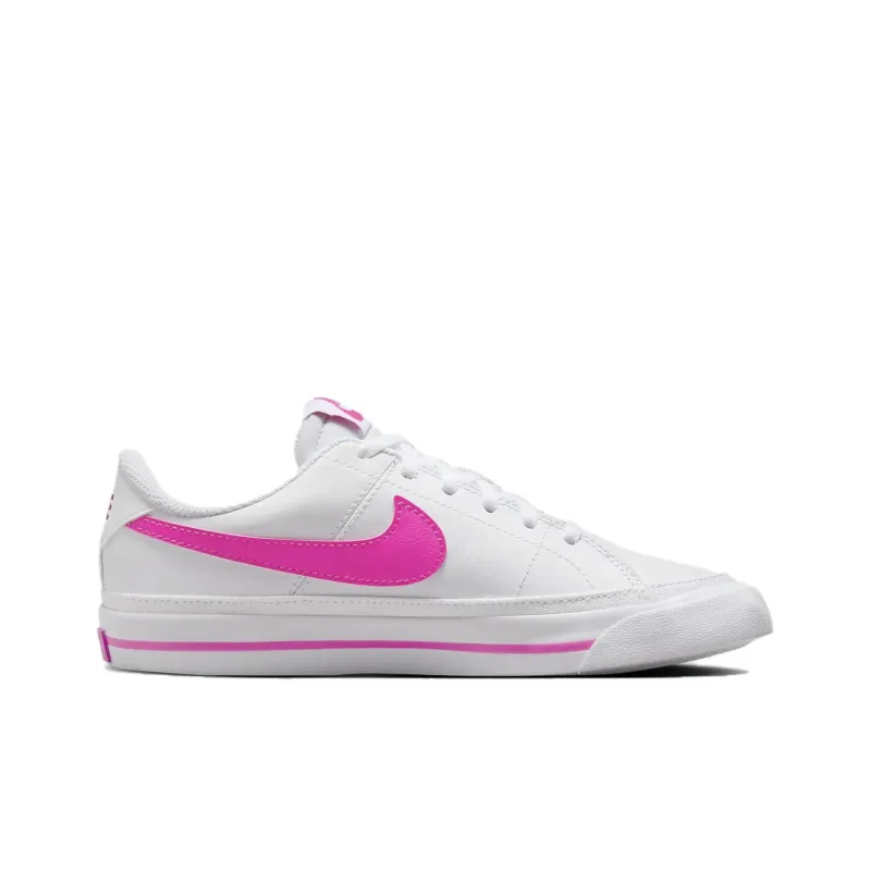 Nike Court Legacy Anti Slip Wear Resistant Low Top Kids' Skateboarding Shoes Pink White Teenagers-1