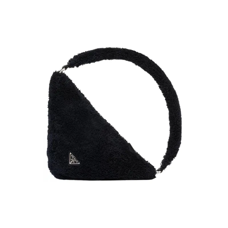 PRADA Fabric Triangle Bag Handbag Women's Black-4