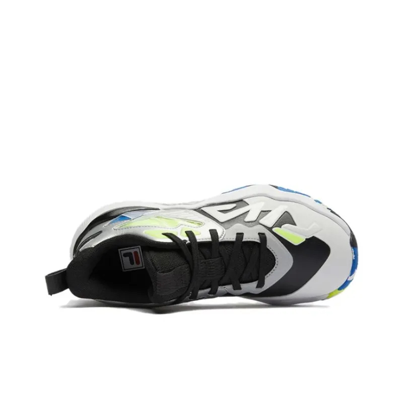 FILA KIDS Anti Slip Wear Resistant Mid Top Children's Basketball Shoes Black White Gray Unisex-5