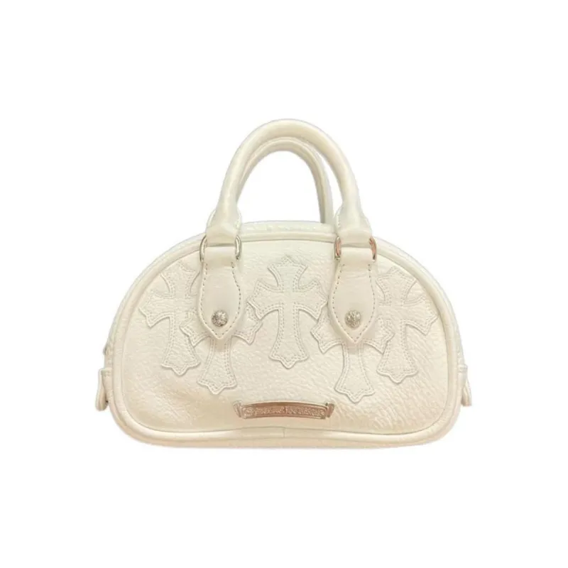 Chrome Hearts Leather Bowling Bag Portable Crossbody Bag Shoulder Bag Mini Women's White-2