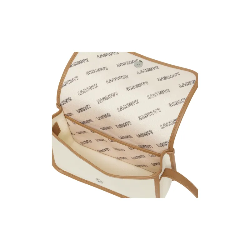 LACOSTE Cotton Canvas Crossbody Bag, Shoulder Bag Women's Tan-3