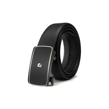 PIERRE CARDIN Cow Head Leather Belts Men's Black 3.5cm