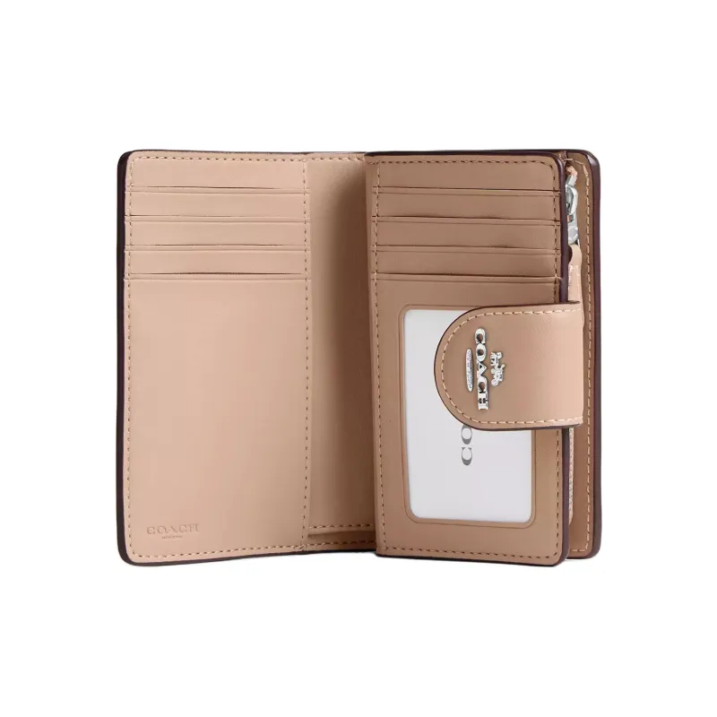 COACH SignatureCanvas High quality Leather Wallet Medium Size Women's Sand-1