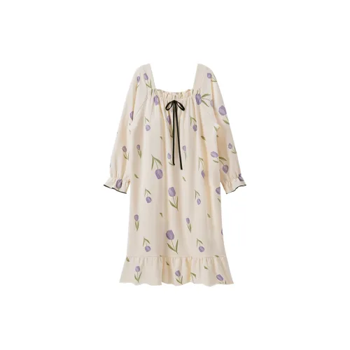 OUSHIBO Nightgown Women's Apricot
