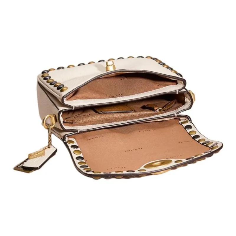 COACH Cassie Polished Pebble Leather Handbag Small Size Women's Brass & Chalk-2