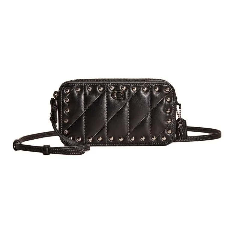 COACH Kira Nappa Leather Shoulder Bag, Crossbody Bag Small Size Women's Black-0