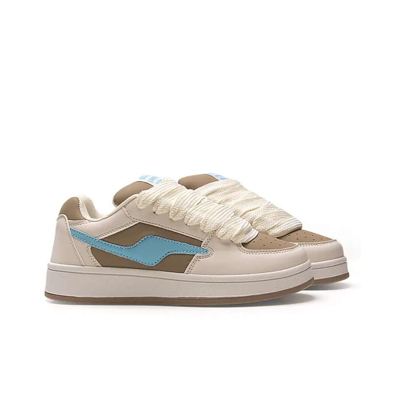 STUR YSN Low Top Skateboard Shoes Women's White Mocha-4