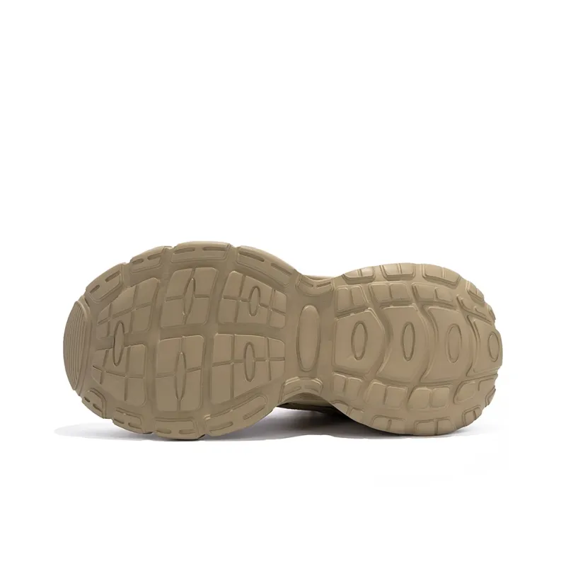 HUANQIU Abrasion Resistant Slip Resistant Low Top Chunky Sneakers Men's Khaki-3
