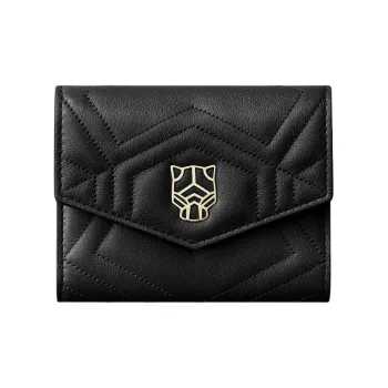 CARTIER Grained Calfskin Wallet Unisex Black