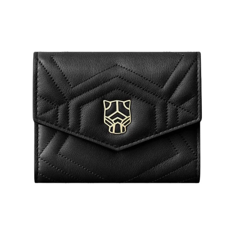 CARTIER Grained Calfskin Wallet Unisex Black-0